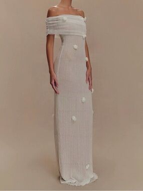 Meshki Brynn Orchid Knit Maxi Dress Ivory